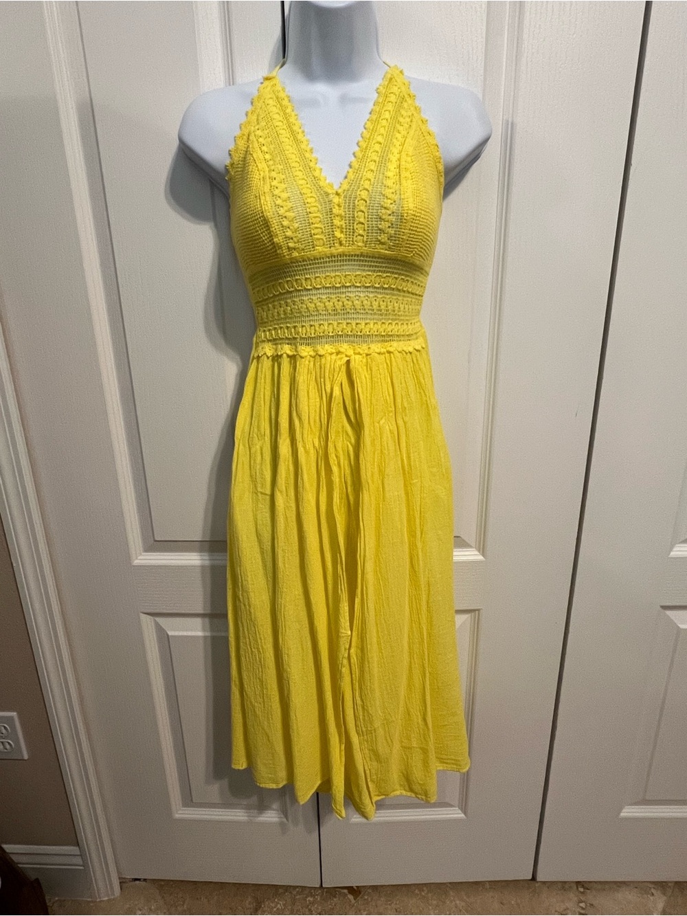 Seaspice Resort Wear Halter Midi Dress - Yellow